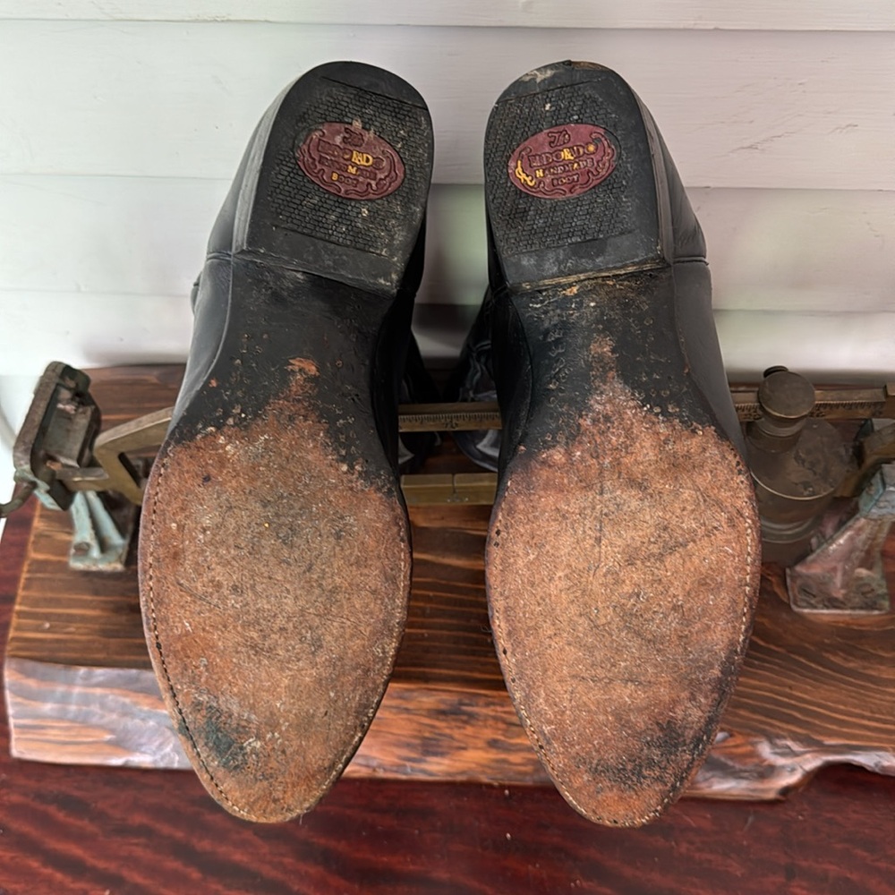 El Dorado Handmade Vanquished Calf Cowboy Boot Pointed Silver Tip Embroidered - Picture 7 of 9
